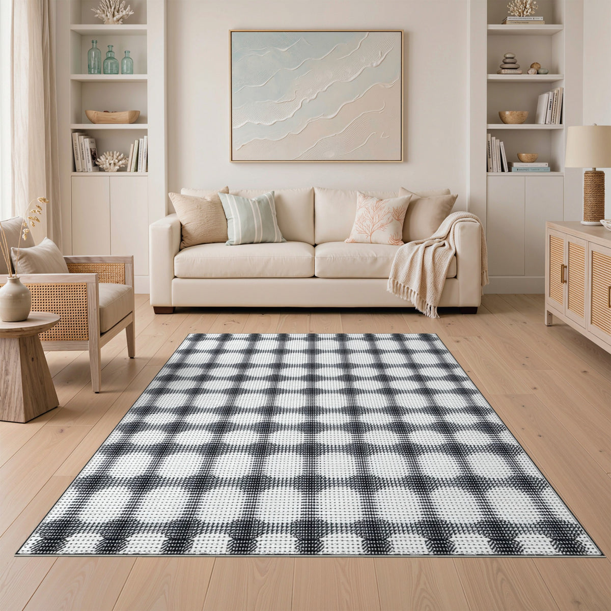 Black White Checkered Geometric No. 7 Area Rug