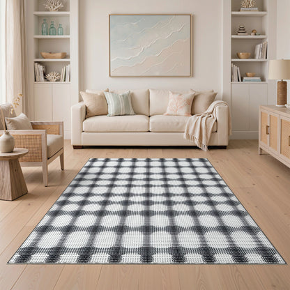 Black White Checkered Geometric No. 7 Area Rug