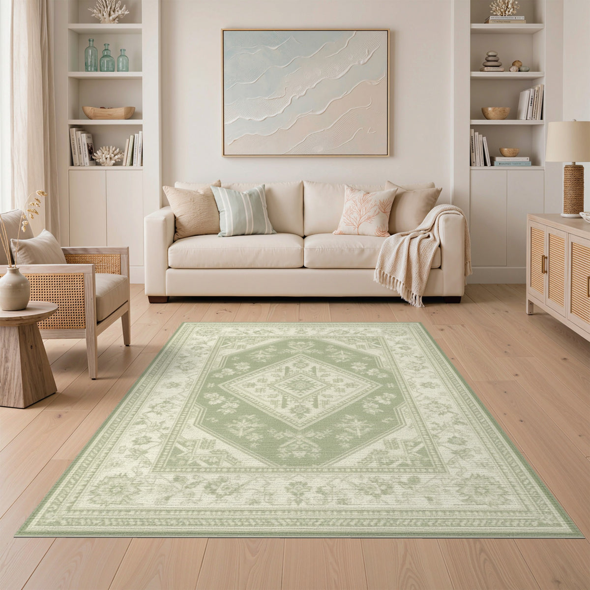 Traditional Persian Sage Green Traditional Persian Area Rug