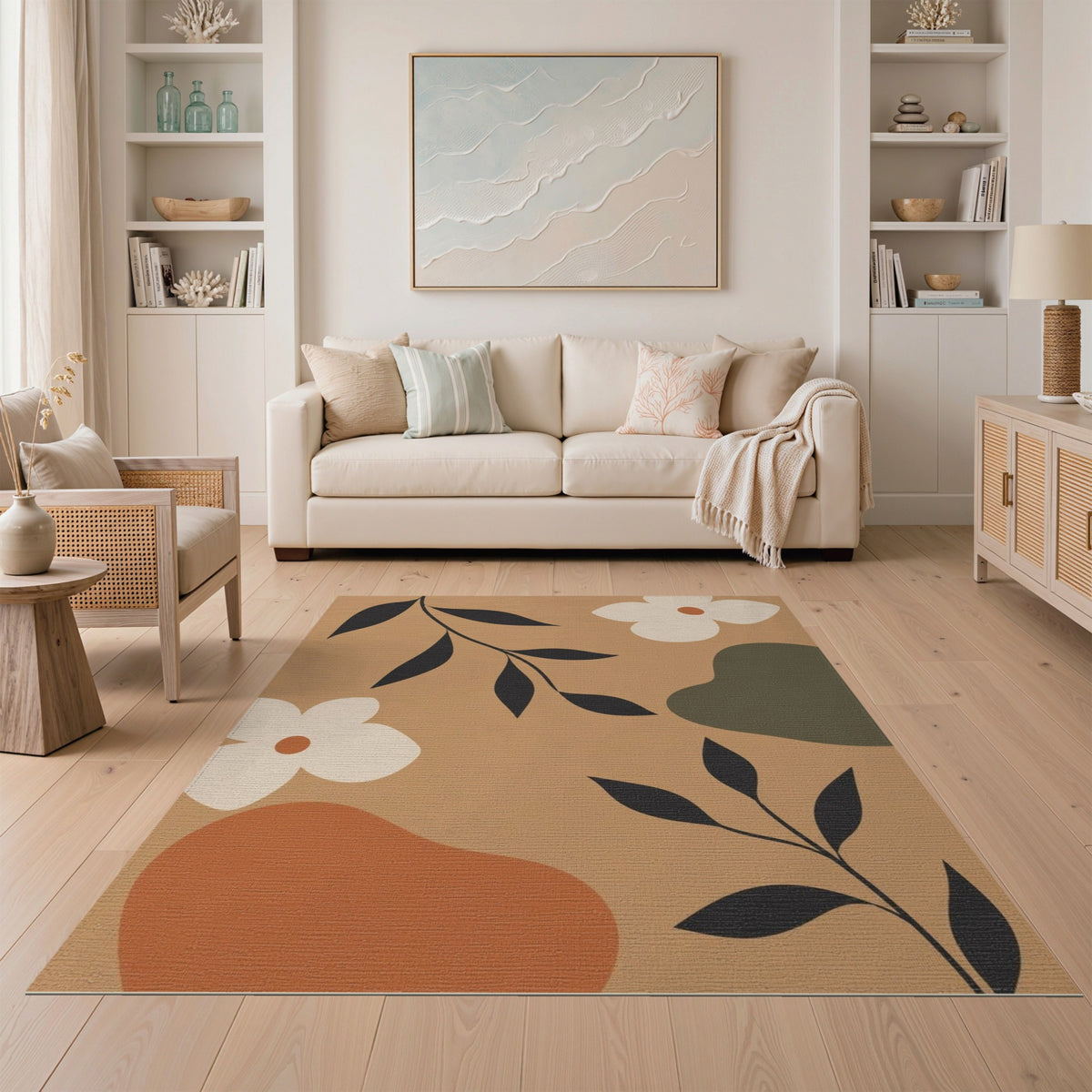 Brown Floral Vintage Area Rug