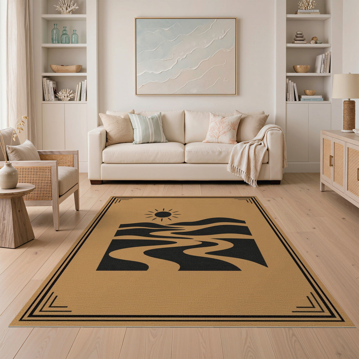 Southwestern Sun Waves Brown Area Rug