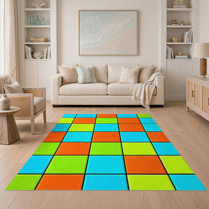 Multi-color and Patterns Vibrant Color Block Geometric Area Rug