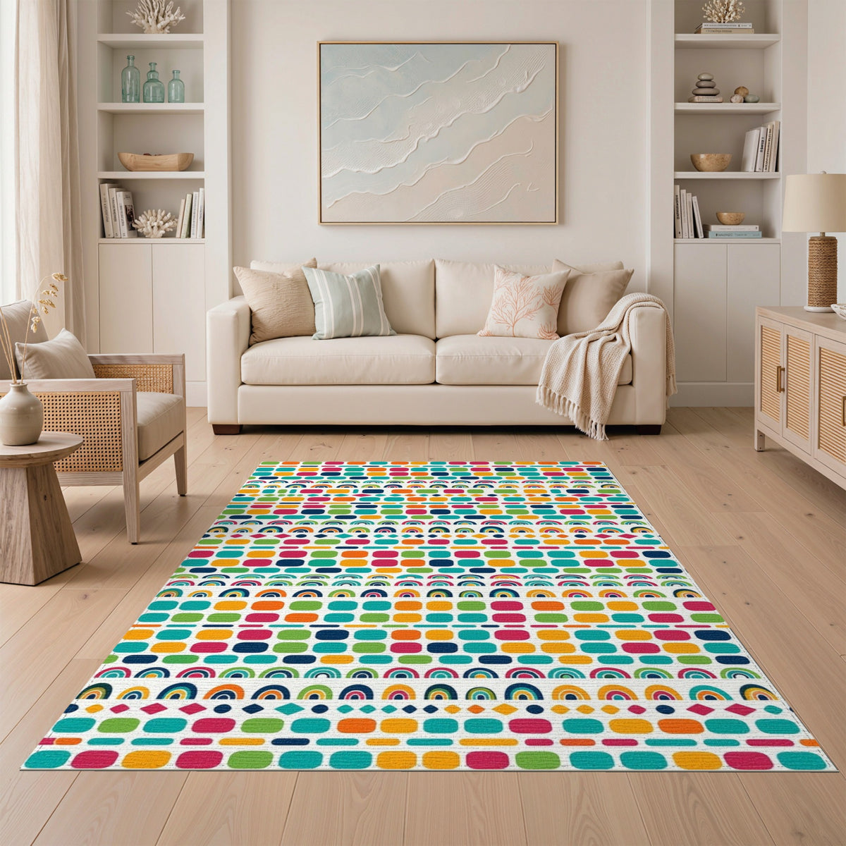 Vibrant Multi-Color Geometric Area Rug