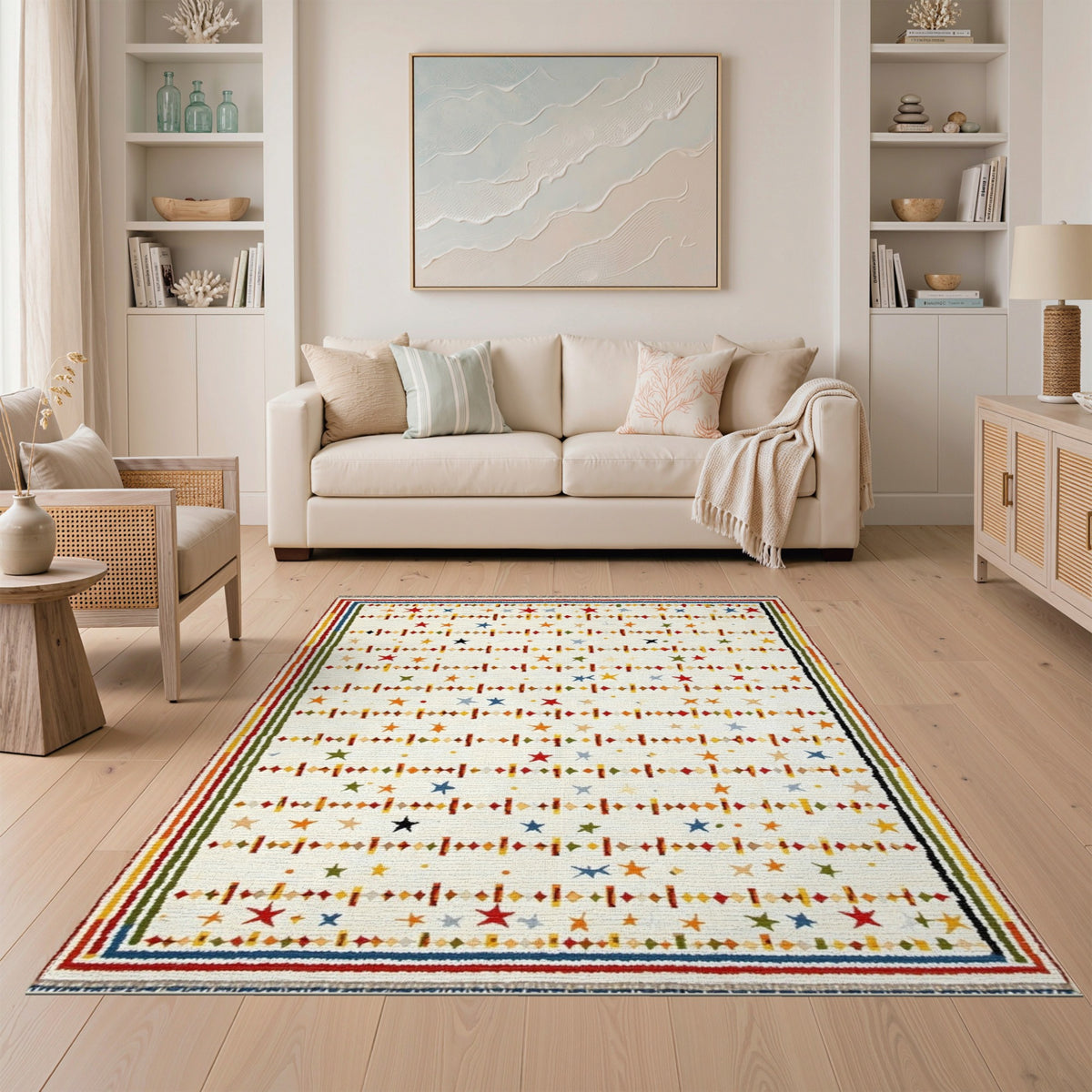 Multi-Color Star Geometric Area Rug