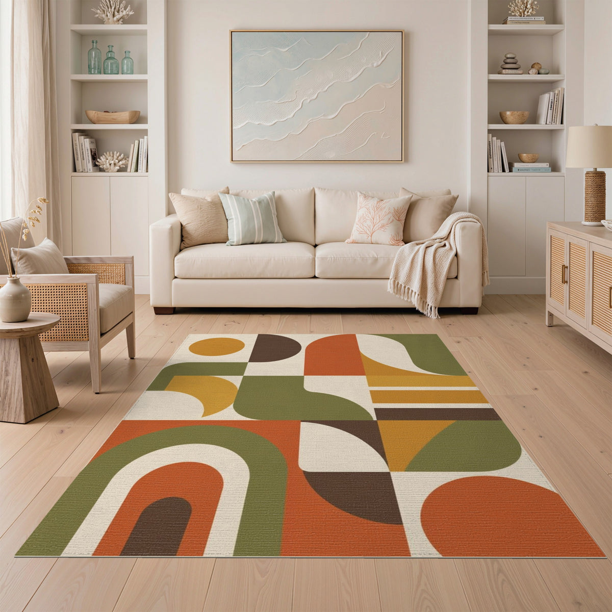 Bold Geometric Area Rug in Earth Tones