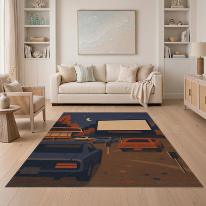 Retro Drive-In Movie Night Area Rug