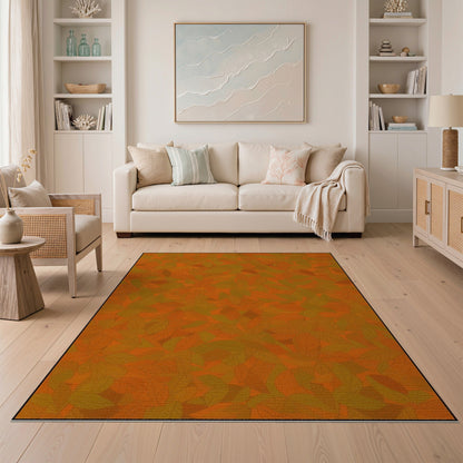 Orange Leaf Area Rug