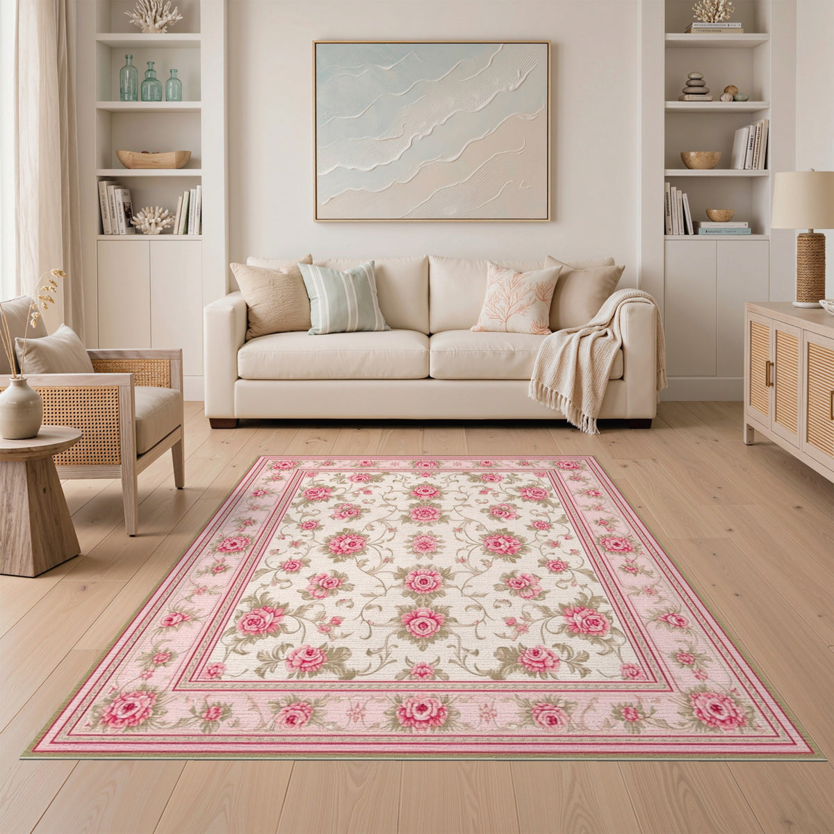 Pink Rose Floral Vintage No. 18 Area Rug