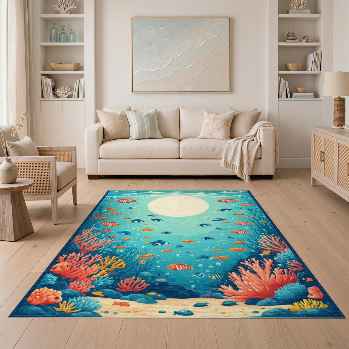 Ocean Coral Fish Washable Area Rug