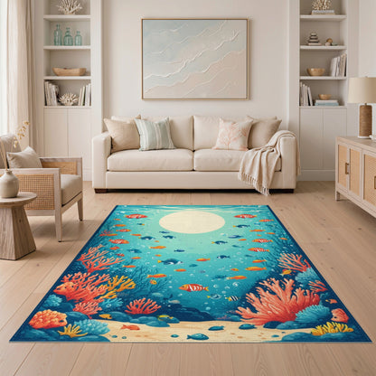 Ocean Coral Fish Washable Area Rug