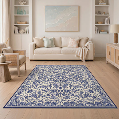 Navy Blue Floral Vintage No. 10 Area Rug
