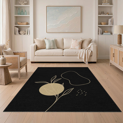 Beige and Neutral Leaf Beige Abstract Leaf Area Rug