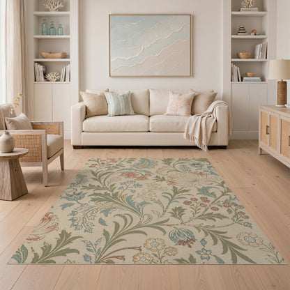 Vintage Floral Beige Area Rug