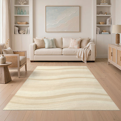 Beige Wavy Abstract No. 16 Area Rug