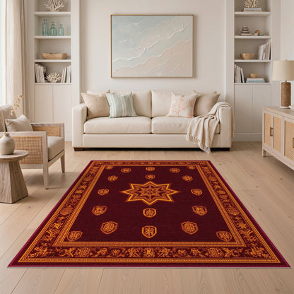 Red Starburst Geometric Modern Area Rug