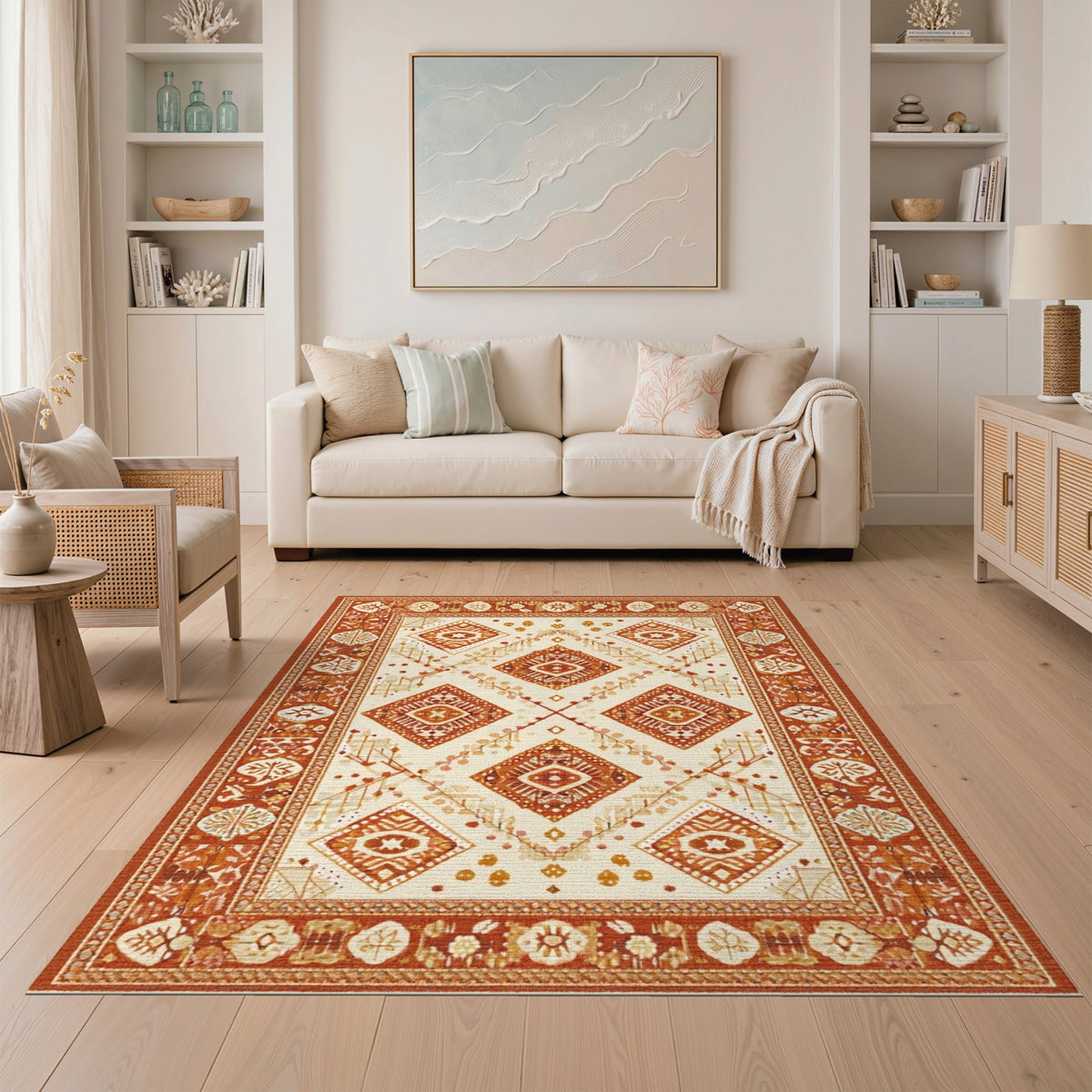 Southwestern Orange Geometric Area Rug