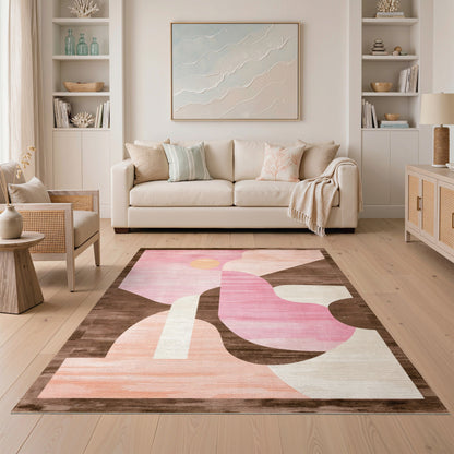 Blush Pink Abstract Area Rug