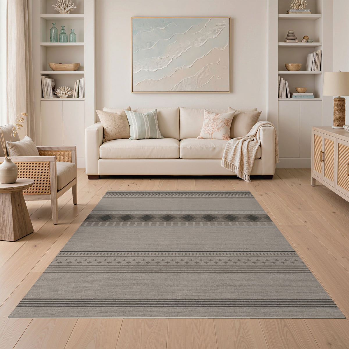 Beige Southwestern Geometric Area Rug