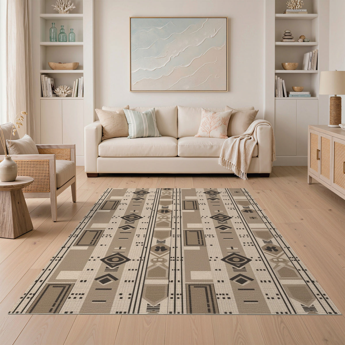 Geometric Modern Brown Geometric Tribal Area Rug