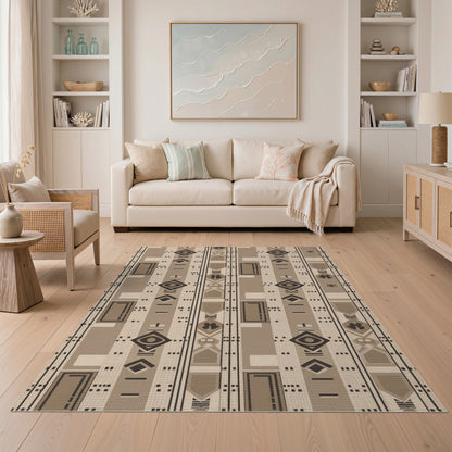 Geometric Modern Brown Geometric Tribal Area Rug