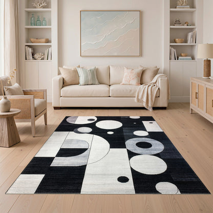 Black White Geometric Area Rug