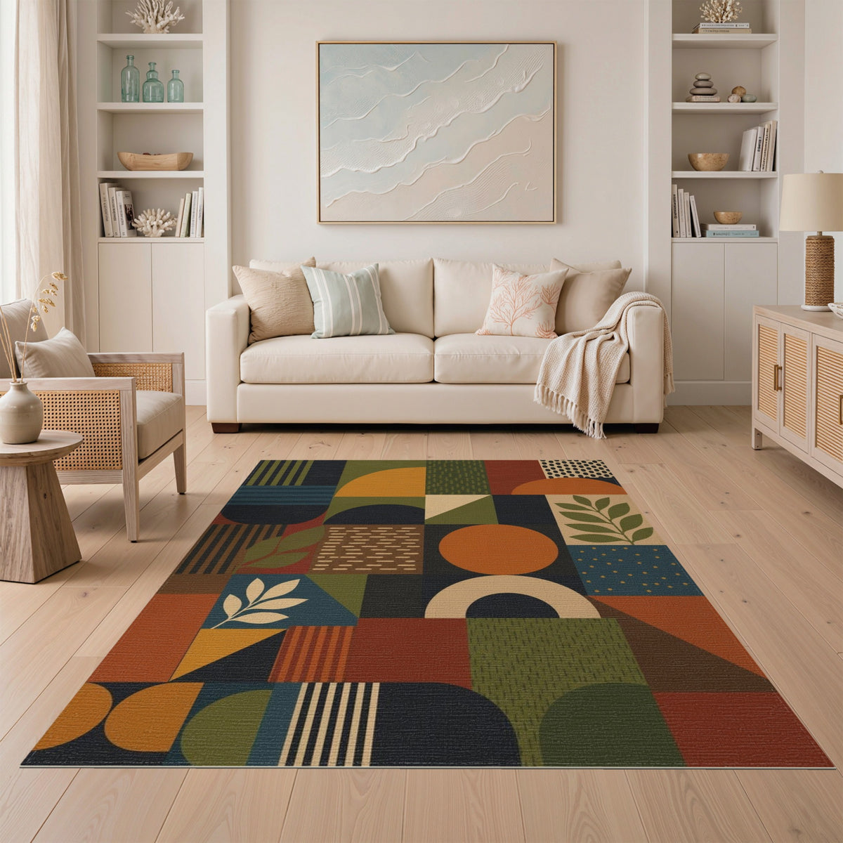 Vibrant Multi-Color Geometric Area Rug