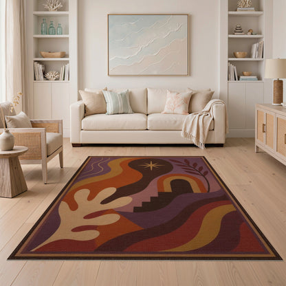 Abstract Purple Star Area Rug