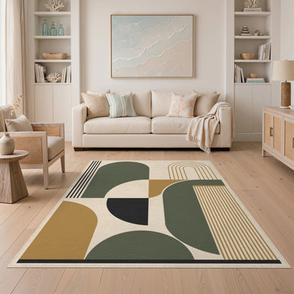 Modern Geometric Arch Beige Area Rug