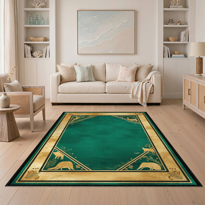 Green Woodland Wildlife Area Rug