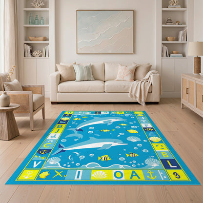 Blue Dolphin Kids Washable Area Rug