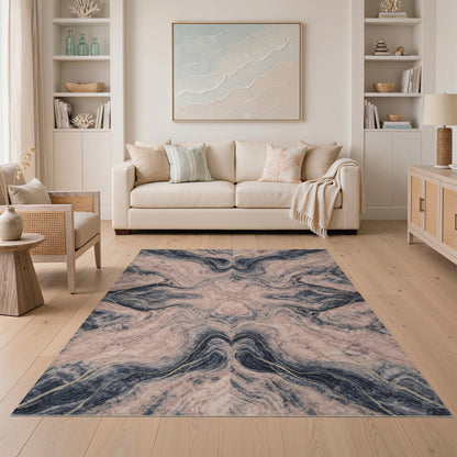 Blush Pink Abstract Marble Rug