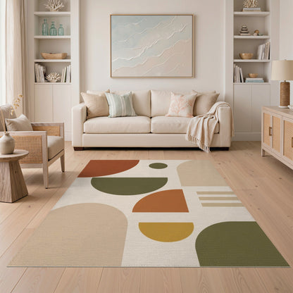 Geometric Brown Tan Geometric Modern Area Rug