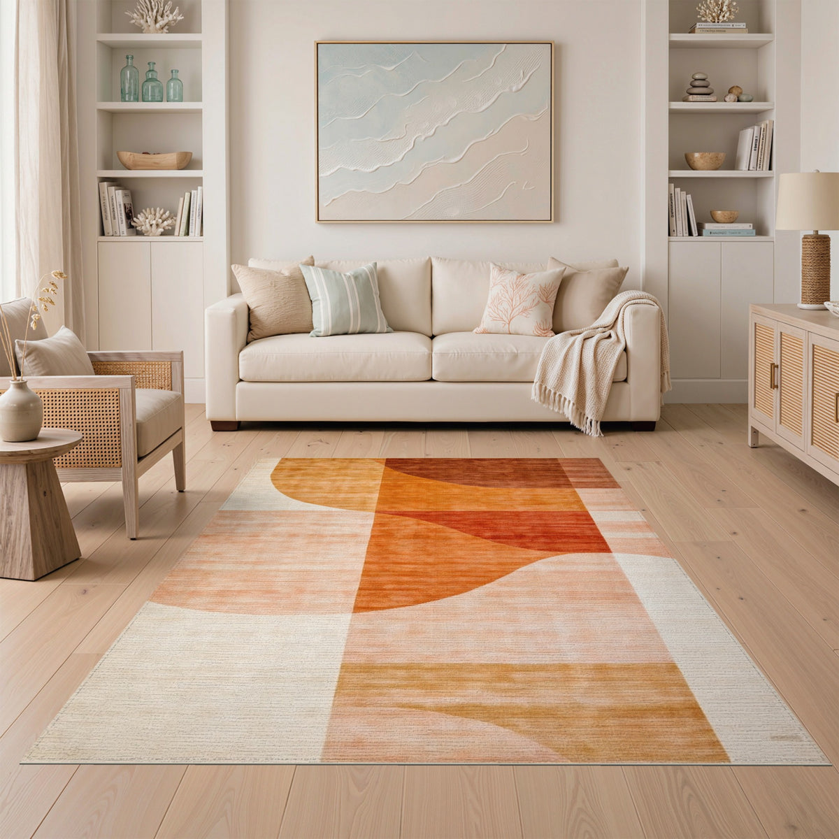 Orange Geometric Modern Area Rug