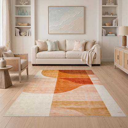 Orange Geometric Modern Area Rug