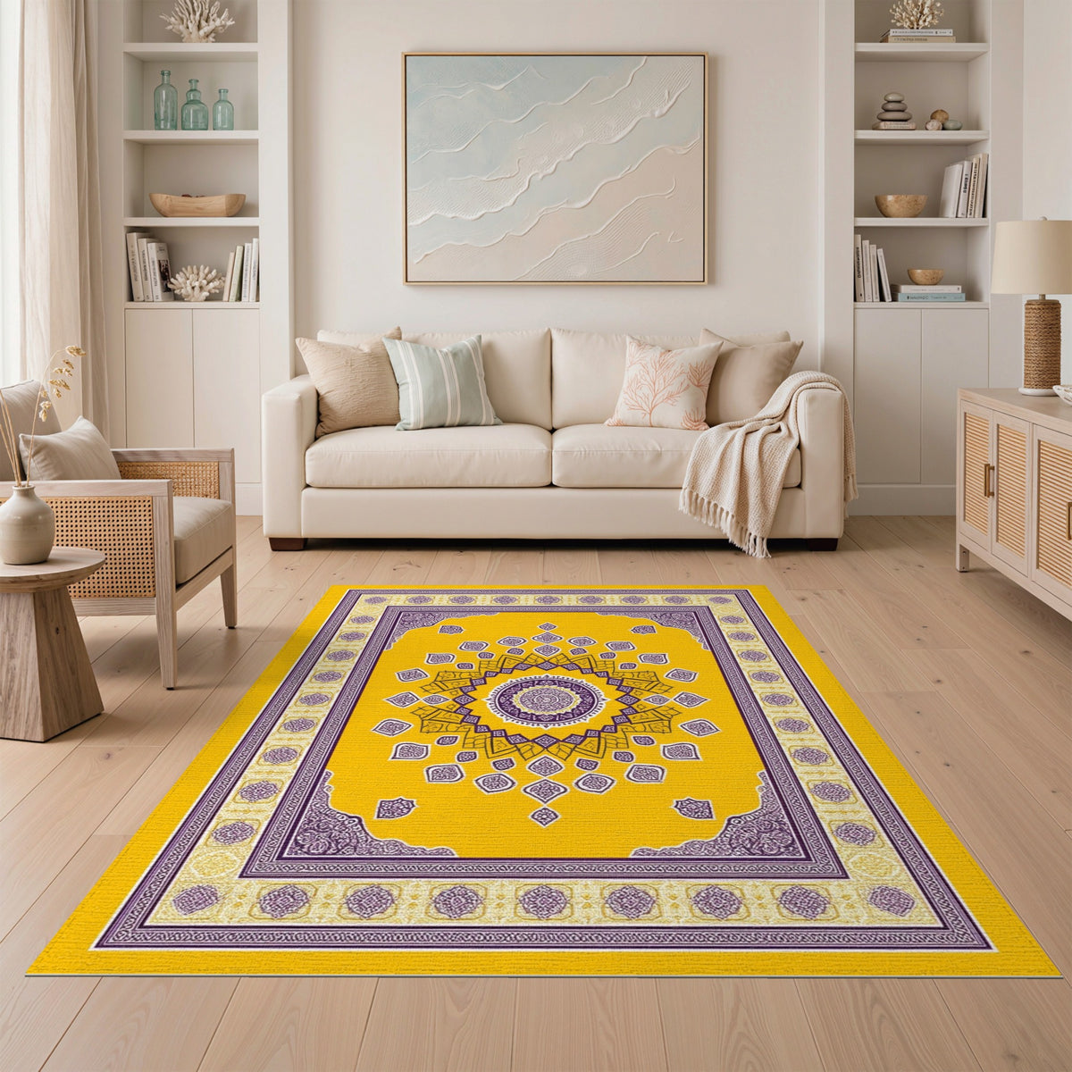 Yellow Persian Medallion Area Rug