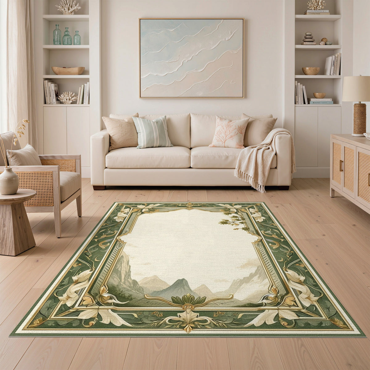 Green Floral Vintage Mountain Rug