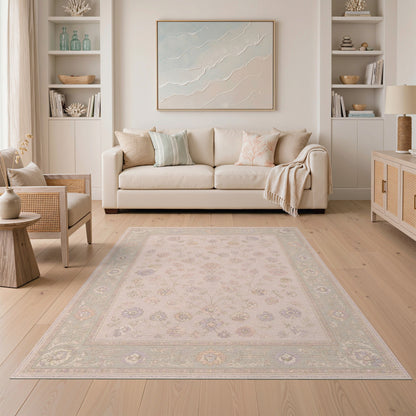Soft Pastel Floral Vintage Area Rug