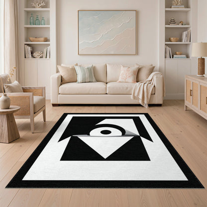 Bold Black White Geometric Area Rug