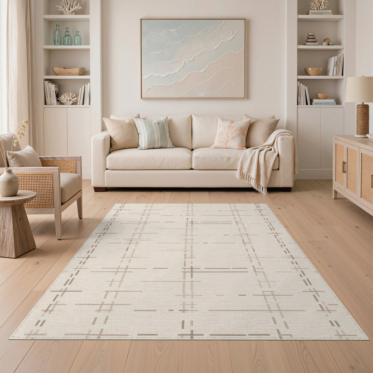 Beige Geometric Area Rug