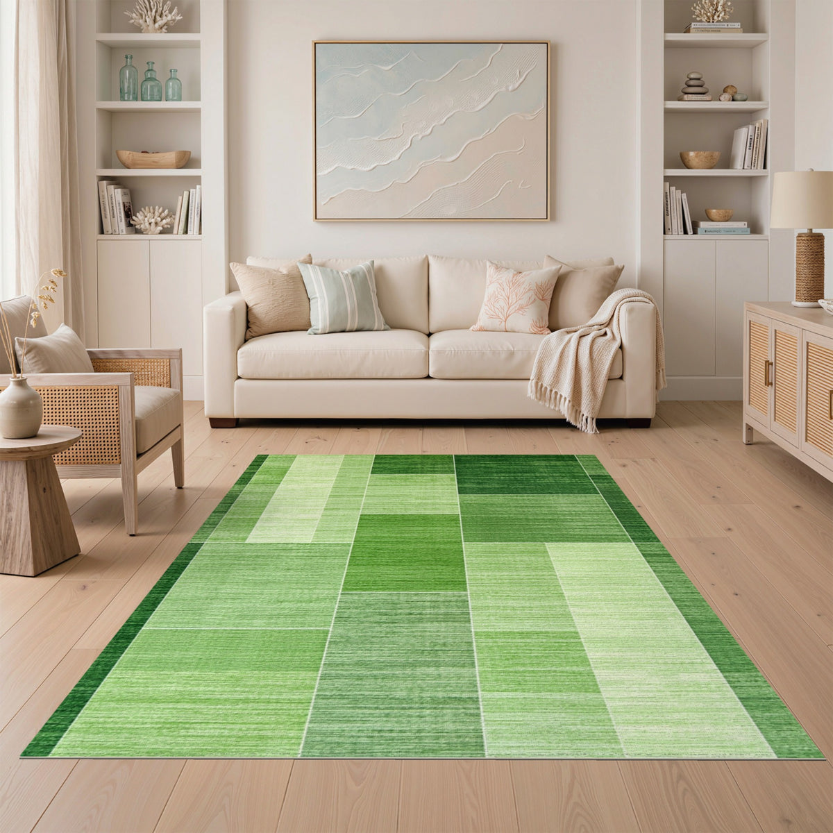 Geometric Modern Lush Green Geometric Block Area Rug