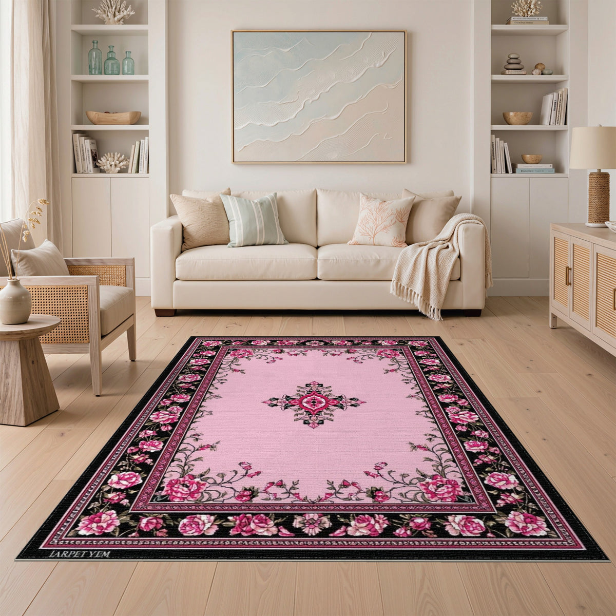 Pink Rose Floral Vintage No. 31 Area Rug