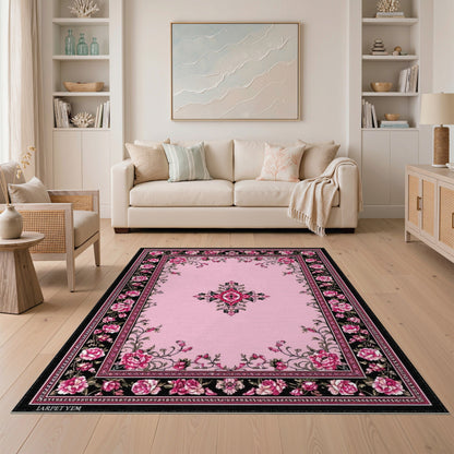 Pink Rose Floral Vintage No. 31 Area Rug
