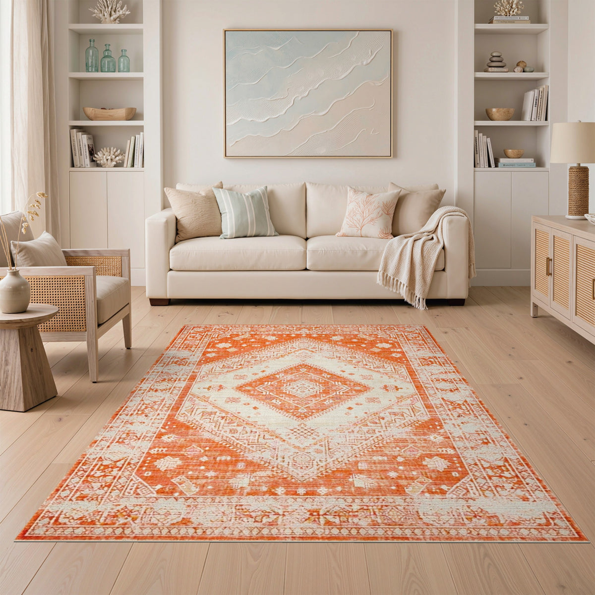 Orange Distressed Vintage No. 8 Area Rug