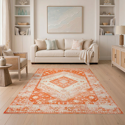 Orange Distressed Vintage No. 8 Area Rug