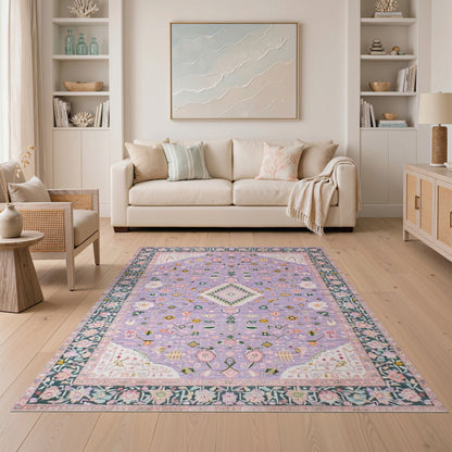 Purple Floral Persian Area Rug