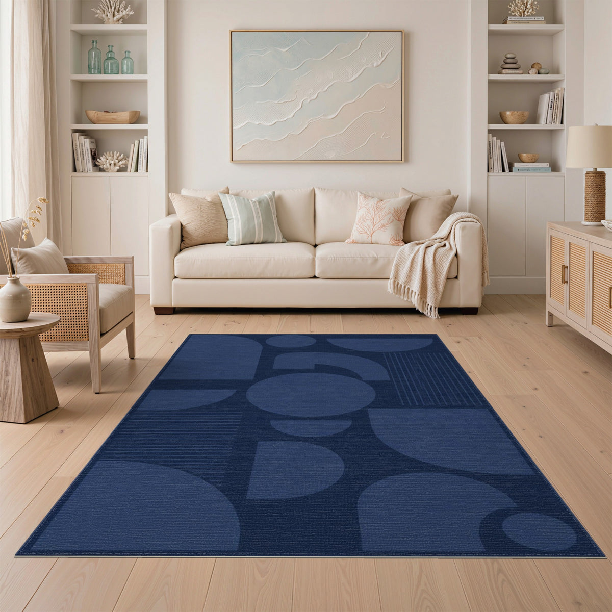 Navy Blue Geometric Modern Geometric Modern Area Rug