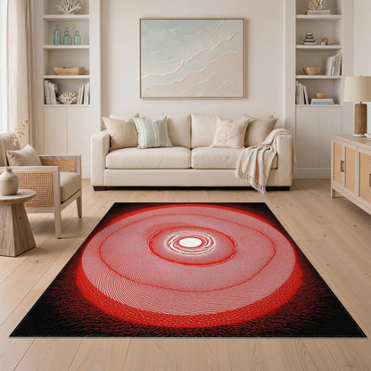 Red Vortex Geometric Area Rug