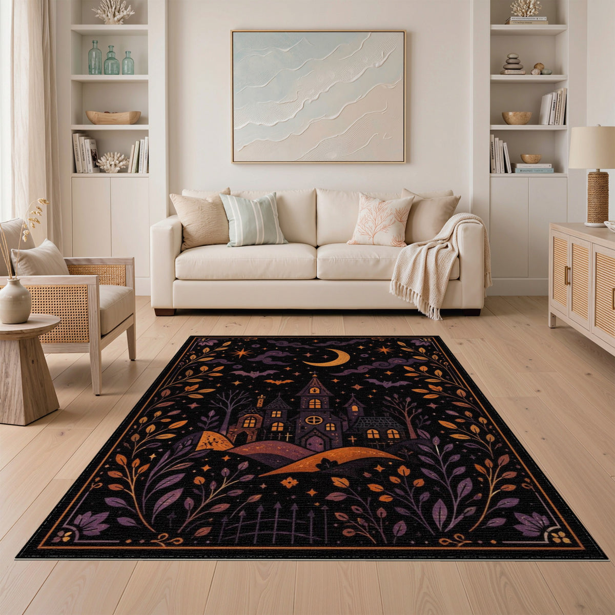 Midnight Haunted House Area Rug