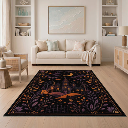 Midnight Haunted House Area Rug