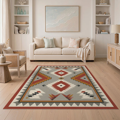 Southwestern Geometric Red Area Rug